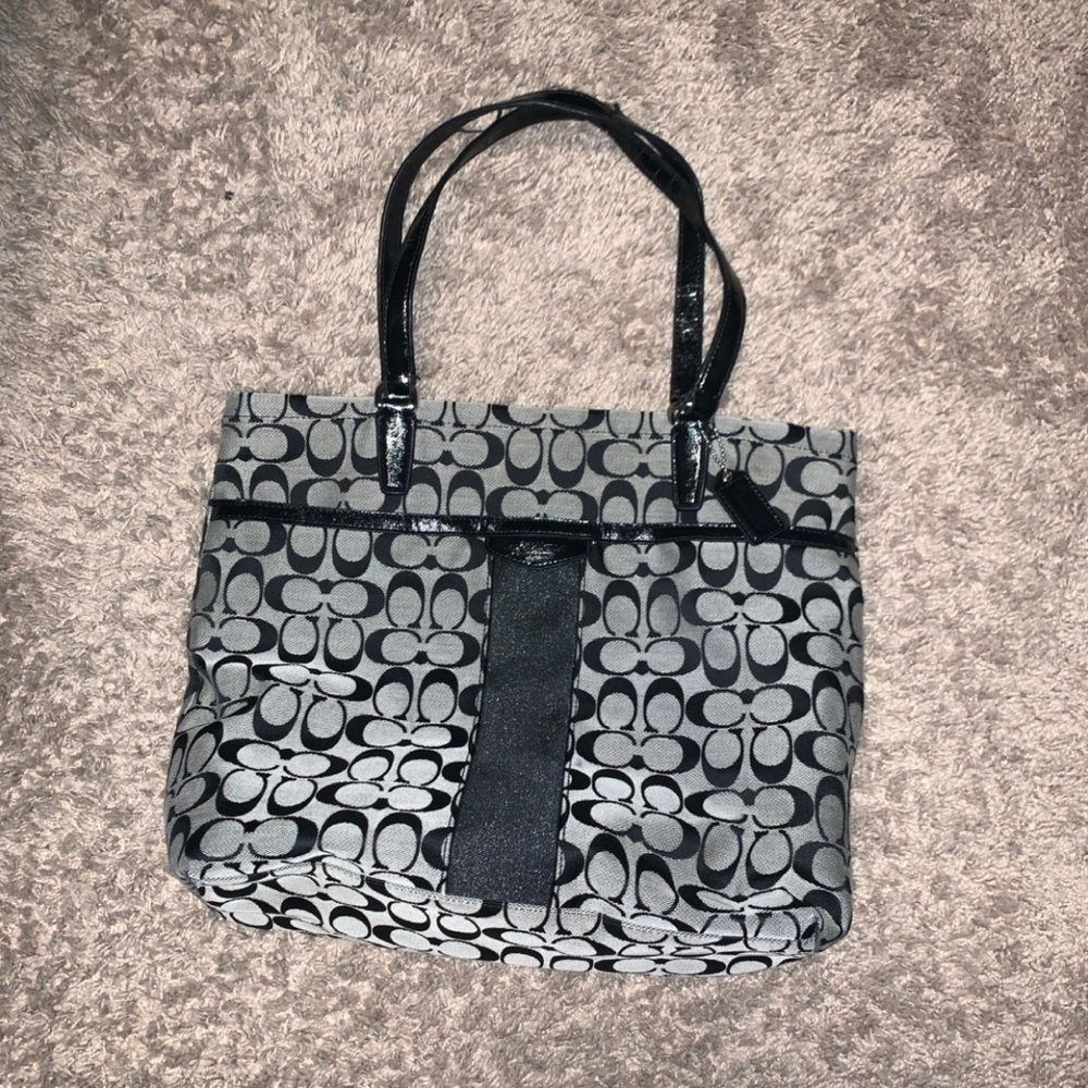 Coach Black and Gray Signature Tote Bag 100% authentic